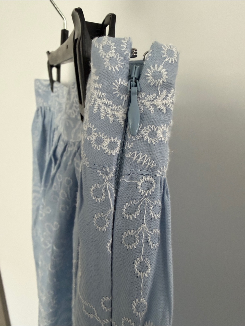 LOFT Light Blue Eyelet Midi Skirt - Picture 4 of 7